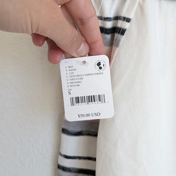 NWT FP Movemen Ivory Textured Camper Stripes Cotton Mini Shorts, size S - Picture 3 of 8